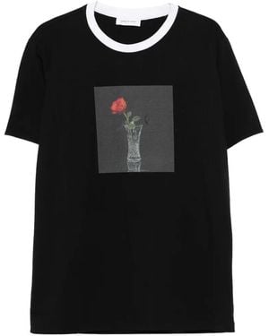 Ernest W. Baker Round-Nek Rose-Print T-Shirt - Black