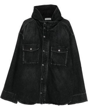 Balenciaga Hooded Denim Jacket - Black