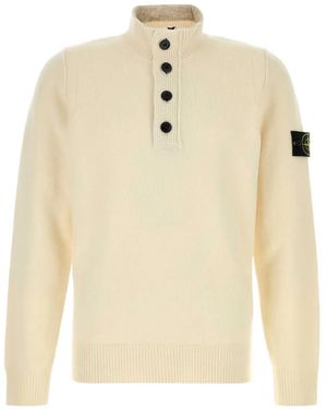 Stone Island Button Roll-Neck Jumper - Natural