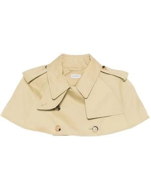 Burberry Collared Buttoned Cropped Jacket - Natural