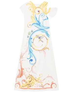 Moschino Graphic-Print Cut-Out Maxi Dress - White