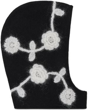 Ganni Crochet-Detailing Balaclava - Black
