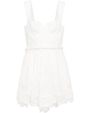 Alice + Olivia Hope Floral-Lace Minidress - White