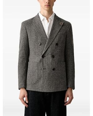 Joop! Herringbone Double-Breasted Blazer - Gray