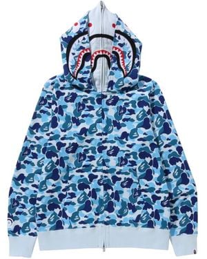 A Bathing Ape Full-Zip Camouflage-Print Hoodie - Blue