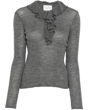 forte_forte T-Shirt Côtelé À Volants - Gray