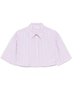 Patrizia Pepe Cropped Cotton Shirt - Purple