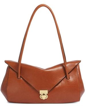 Marni Foldover-Top Leather Tote Bag - Brown