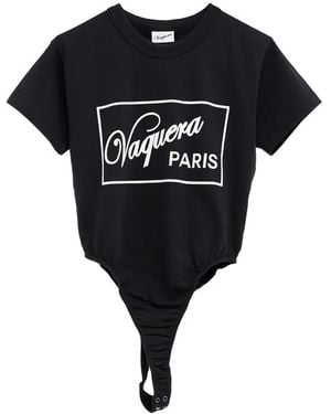 VAQUERA Logo-Print Bodysuit - Black