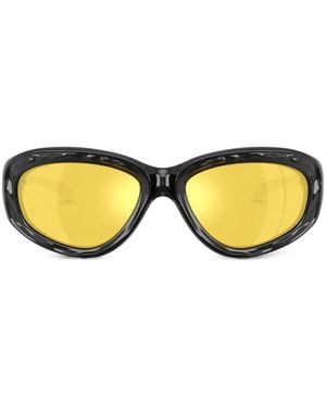 DIESEL Logo-Plaque Oval-Frame Sunglasses - Yellow
