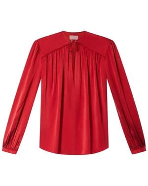 Isabel Marant Laraya Fluid Silk Satin Blouse - Red