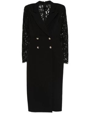 Nissa Lace-Panel Midi Dress - Black