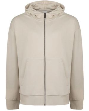Calvin Klein Texture Embroid Logo Zip Hoodie - Natural