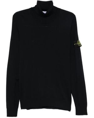 Stone Island Turtleneck logo-patch sweater - Negro