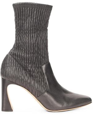 Alberta Ferretti Quilted Ruched Ankle Boots - Gray