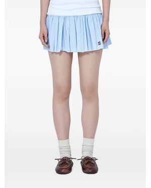 Miu Miu Pleated Gingham-Pattern Mini Skirt - Blue