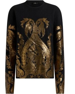 Etro Maglione Con Stampa Metallizzata - Nero