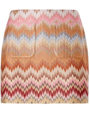 Missoni Patch-Pocket Zigzag-Pattern Mini Skirt - Pink