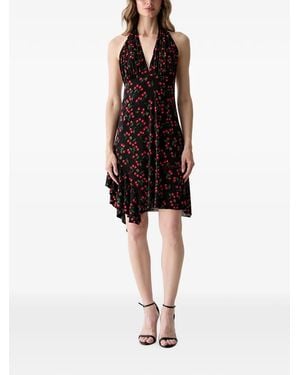 Guess Cherry-Print Asymmetric-Hem Mini Dress - Black