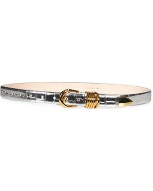 DEHANCHE Hollyhock Crocodile-Effect Belt - White