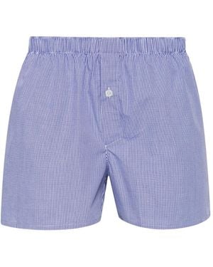 MODES GARMENTS Gingham-Check Cotton Boxers - Blue