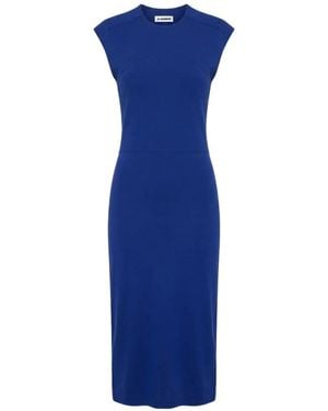 Jil Sander Cut-Out Sleeveless Midi Dress - Blue