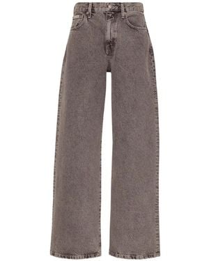 Calvin Klein Logo-Patch Wide-Leg Jeans - Brown