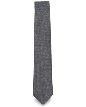 Canali Micro-Pattern Silk Tie - White