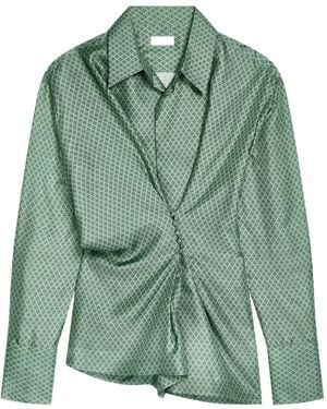 Dries Van Noten ジオメトリック シルクブラウス - グリーン