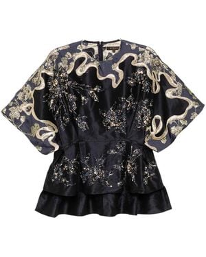 Biyan Embellished Taffeta Blouse - Black