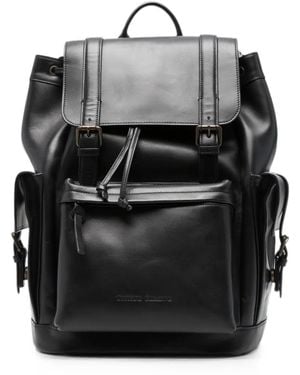 Officine Creative Bostonian 003 Buckle-Fastening Leather Backpack - Black