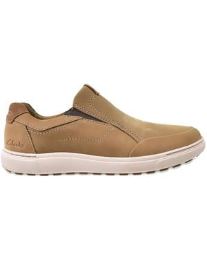 Clarks Mapstone Step Leather Slip-On Trainers - Brown