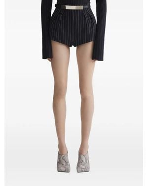 Mugler Pinstripe Pleated Tailored Shorts - Black