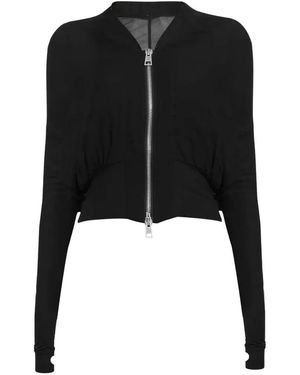 Andrea Ya'aqov Gathered Zip-Up Jacket - Black