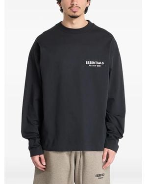 Fear Of God Logo-Print Long-Sleeve T-Shirt - Gray