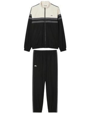 Lacoste Hooded Striped Tracksuit - Black