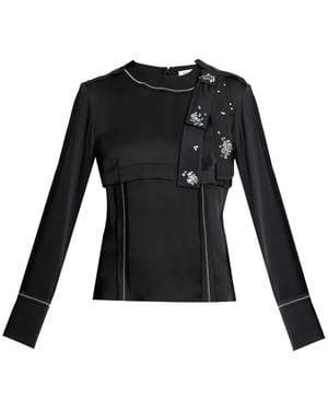 Erdem Chemise Ornée À Col Lacé - Black