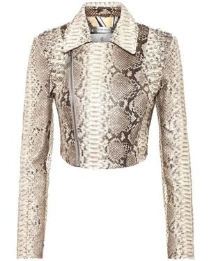 Philipp Plein Bikerjacke Aus Pythonleder - Weiß