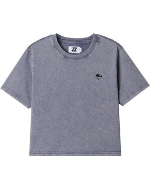 Izzue Logo Cropped T-Shirt - Blue