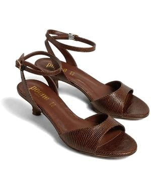 Poche Paris Lizard-Effect Buckle-Fastening Sandals - Brown