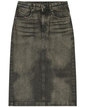 DIESEL Bleistiftrock Aus Denim Mit Dirty-Effekt - Grün