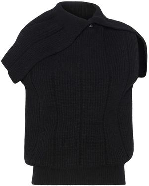 Sportmax Ribbed Asymmetric Sweater - Black