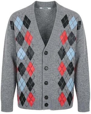 Vivetta Diamond-Embroidered Cardigan - Grey