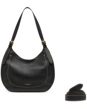 Gianni Chiarini Sac Porté Épaule Gabry En Cuir Grainé À Surpiqûres Contrastantes - Black