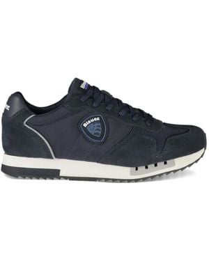 Blauer Logo-Patch Paneled Sneakers - Blue