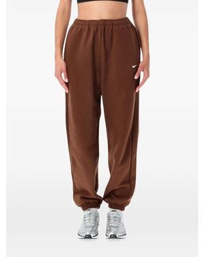 Nike Studio Fleece Medium-Weight High-Rise Oversized Cuffed Pants - Brown