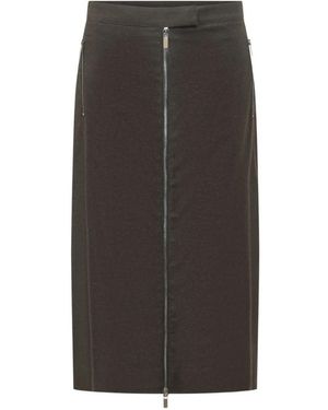 LE SULLY STUDIO Front-Zip Pencil Midi Skirt - Brown