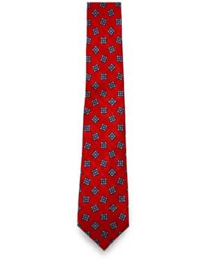 Kiton Floral-Pattern Silk Tie - Red