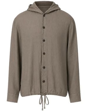 Emporio Armani Drawstring-Hem Hoodie - Gray