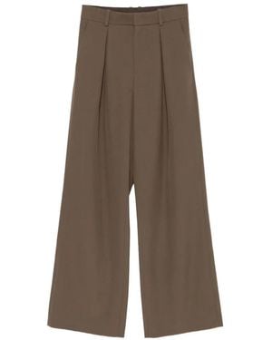 MM6 by Maison Margiela Pleated Wide-Leg Trousers - Brown